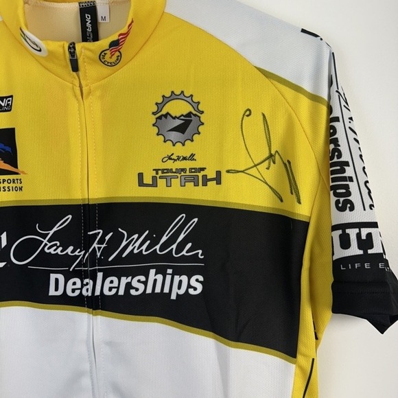 Tour of Utah Cycling Jersey Autographed Medium DNA Larry H Miller Race Sports - Picture 3 of 8